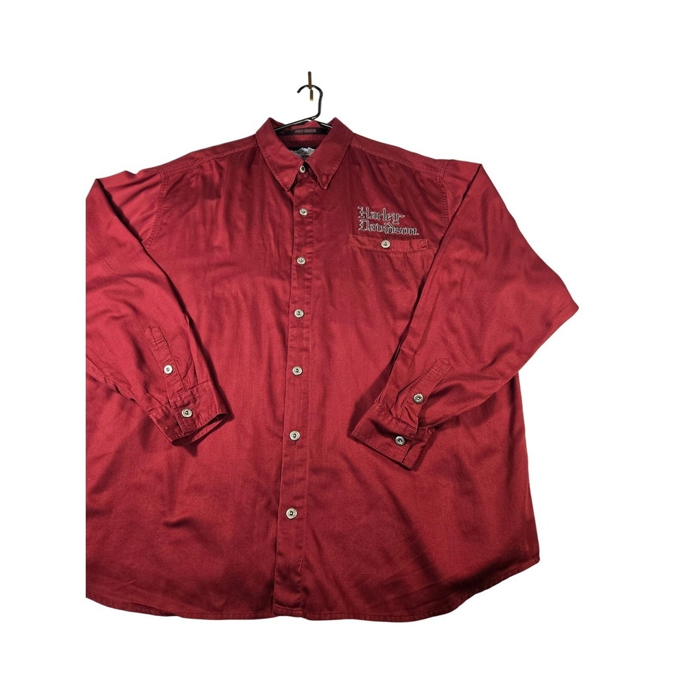Harley-Davidson Men XXL Burgundy Knights of the Open Rd Dragon Embroidered Shirt
